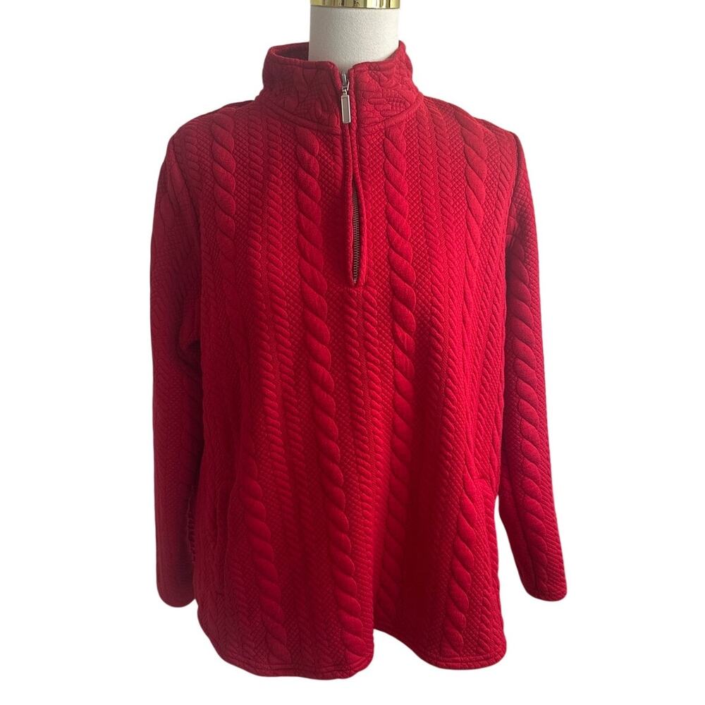 Coldwater Creek Red Cable‑Knit Sweater – PXL